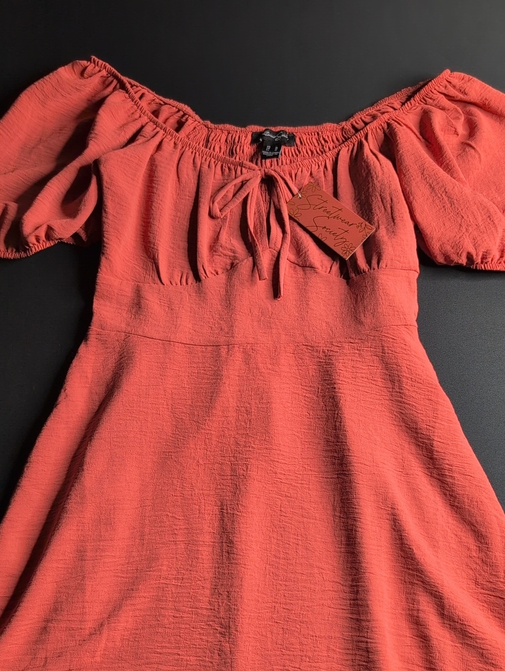Streetwear Society Coral Off-Shoulder Tie-Front Tunic